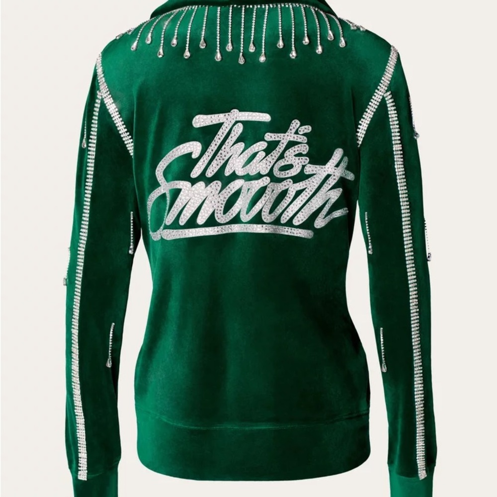 Paris Hilton Green and Silver Embellished Hoodie